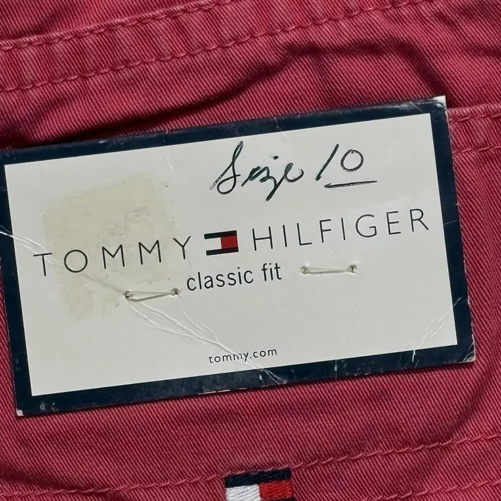 Tommy Hilfiger Shorts Womens 10 Red Pink Twill Chino Classic Fit Casual Summer